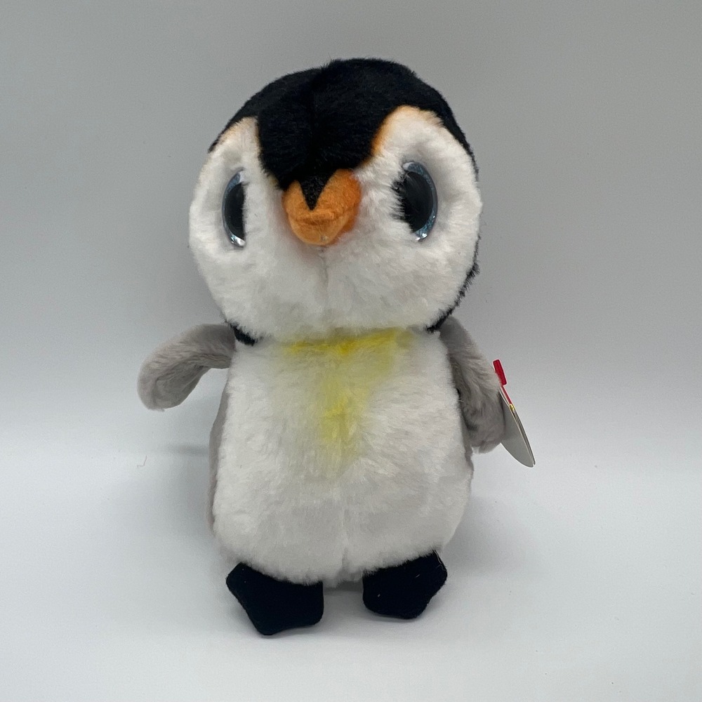 Ty Beanie Babies Pongo Penguin Plush Blue Glitter Eyes 2020 Black White Grey